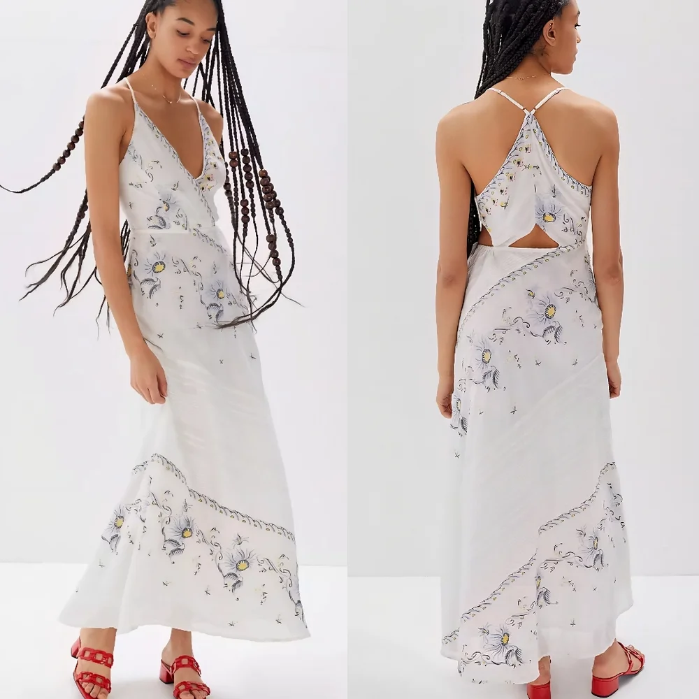 sachin and babi light blue dress Kimchi Blue Needlepoint Apron Ivory Midi Dress main image 1